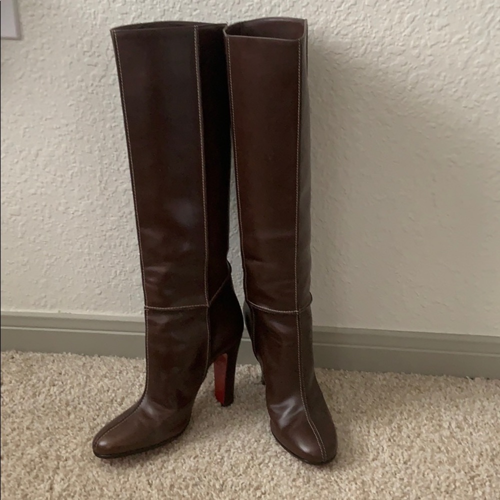 Christian Louboutin, Chocolate Brown, Boots.